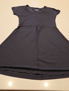 Outdoor Research Navy Striped Asymmetrical Fit-and-Flare Mini Dress